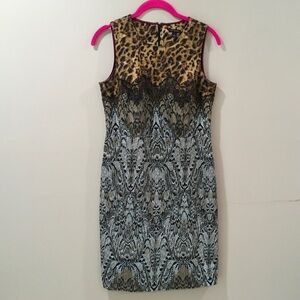 Ann Taylor Women 2 Sheath Dress Leopard Printed Brown Black Classic Work #308829